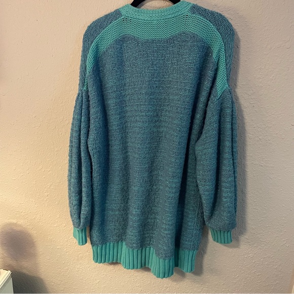 Free People Oversized Blue Snow Drop Bubble Puffy Cardigan, Size XS - Picture 4 of 6